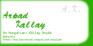 arpad kallay business card